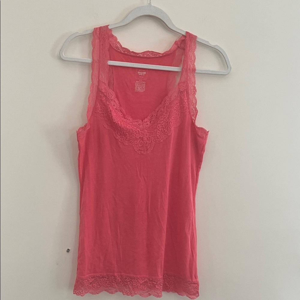 Vintage Mossimo Supply Lace Cami‎ Tank Top y2K 2010s Preppy Pink Layer Camisole